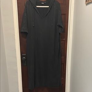 Three Bird Nest - Mono B Charcoal Hooded Dress EUC M/L